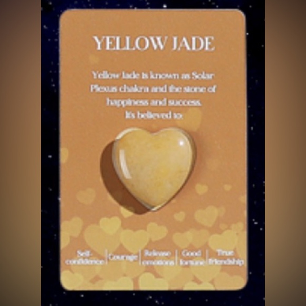 Natural heart shaped healing worry gemstone Yellow Jade balance meditation small